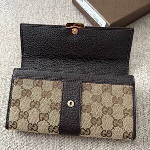 New Gucci Canvas GG Brown Wallet